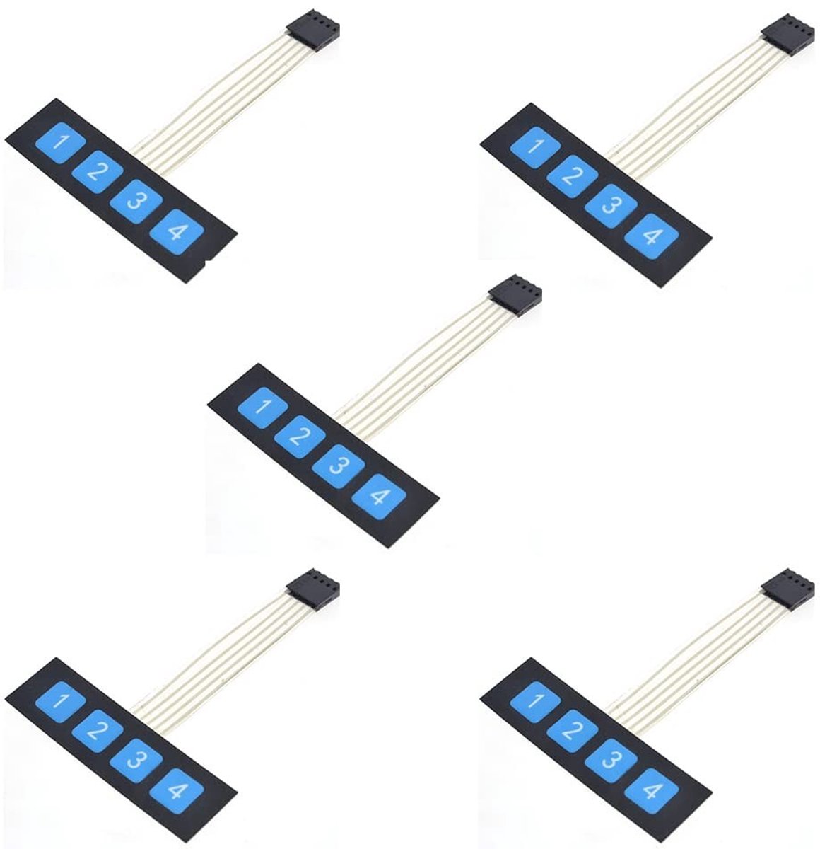 Dailygoods - Dailygoody - Membraanschakelaar Toetsenbord - Universele Sleutelknop - Eenvoudig te installeren - 1x4 Membraan - Voor Externe Bediening - 5 Stuks