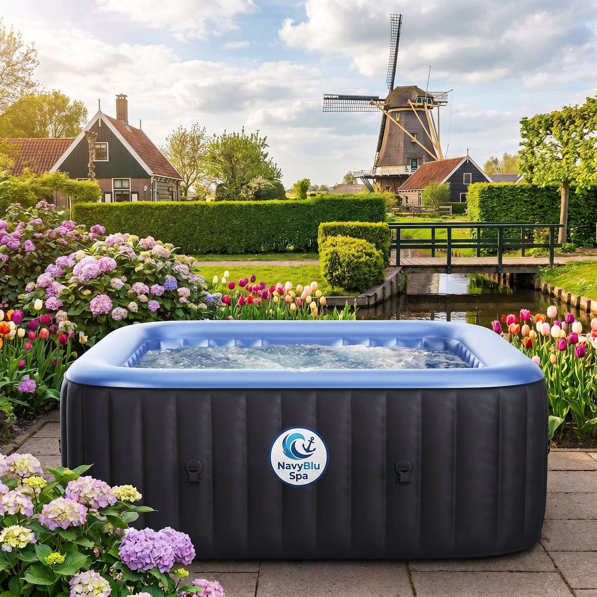 Opblaasbare Whirlpool Tekapo voor 6 personen 185x185 cm - In- en Outdoor - 132 massagejets - Timer - Verwarming - UVC-desinfectie - TÜV getest