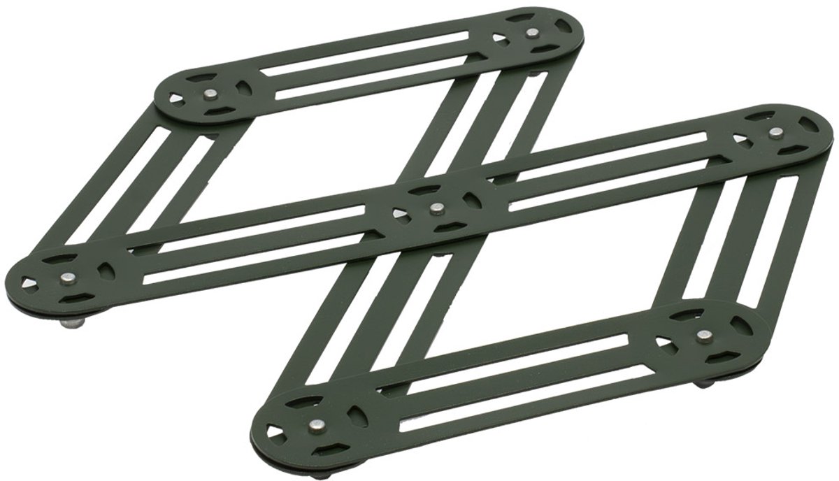 Onderzetter voor Pannen en Ovenschalen - Uitschuifbaar - RVS - Vintage - Donker Groen / Dennengroen - 25.5 X 11,8 X 1,8 cm