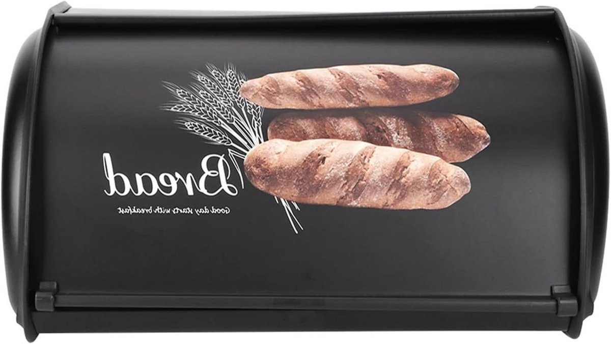 Brood Opberger - Keuken Container - Brood Vers Houden - Grote Capaciteit - 34 cm Breed - Zwart