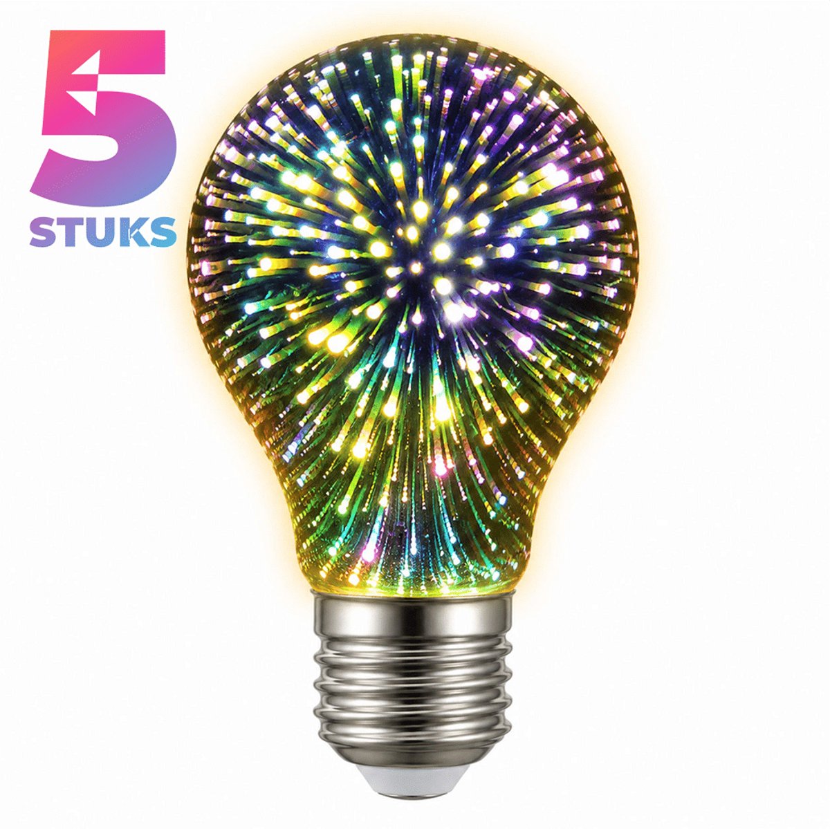 5x Peertje Led-lamp E27 - 4W - Warm Wit Licht (2700K) - 300 lm - 30 jaar - Dimbaar - Vuurwerk Effect