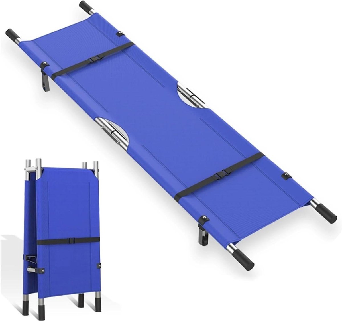 Noodbrancard Opvouwbaar - EHBO Transport - Patiënt Vervoeren - Stevige Metalen Structuur - 200 x 53 cm - Blauw