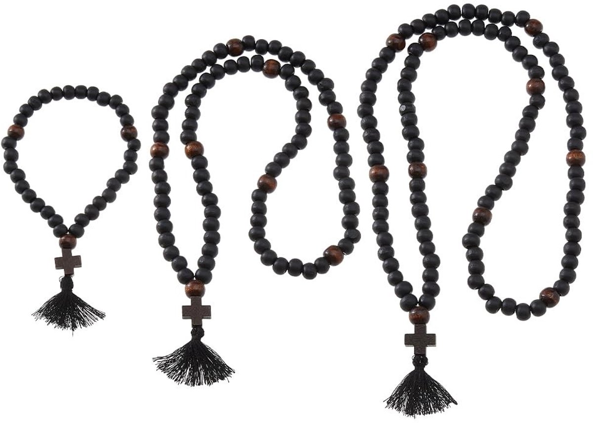 Dailygoods - Set van 3 Houten Gebedssnoeren voor Meditatie en Gebed