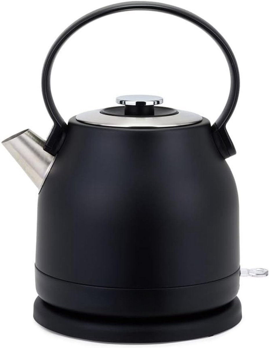 TIM® Waterkoker Retro - Vintage Waterkoker - Elektrische Waterkoker - 360° Draaibaar - 1,5 Liter - Zwart -24cm x 18cm x 28cm