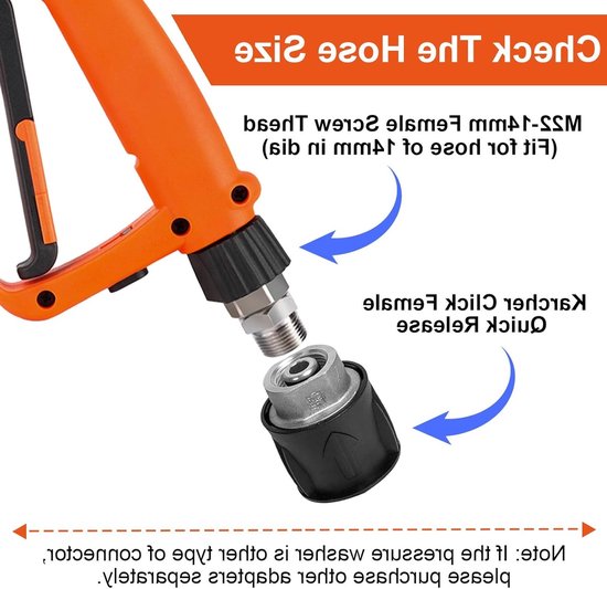 Hoge Druk Reinigingspistool 5200 PSI met Schuimkanon, 1 Liter en 6-in-1 Verstelbare Düse, Geschikt voor Karcher K1-K7 Adapter van Hoge — afbeelding 4