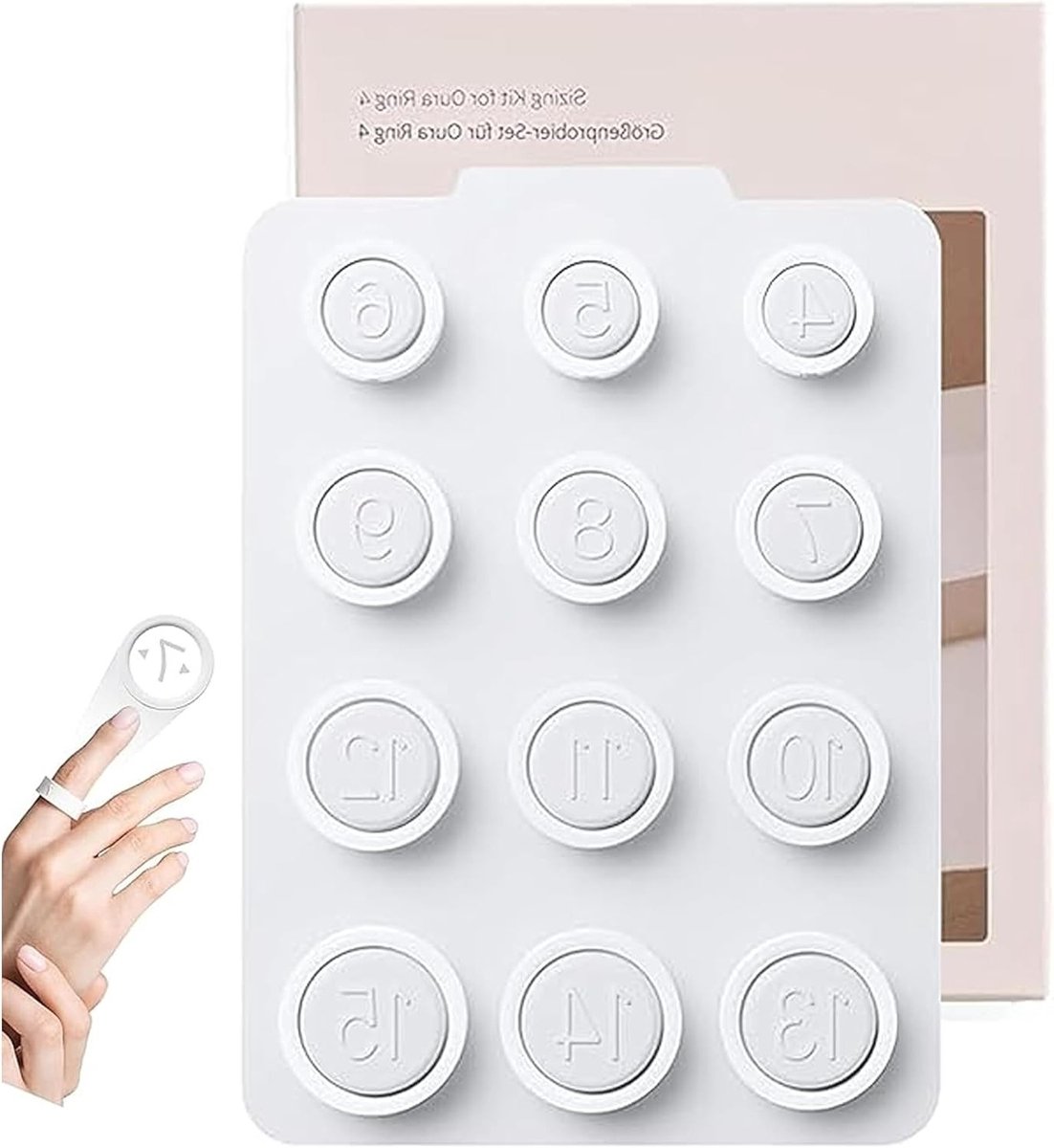 Complete Ringmaat Set, 12-delige Ring Sizer Kit met Sjabloon - Nauwkeurige Meetinstrumenten voor Vingeromtrek en Ringmaat Bepaling, Perfect voor Slimme Ringen en Sieraden