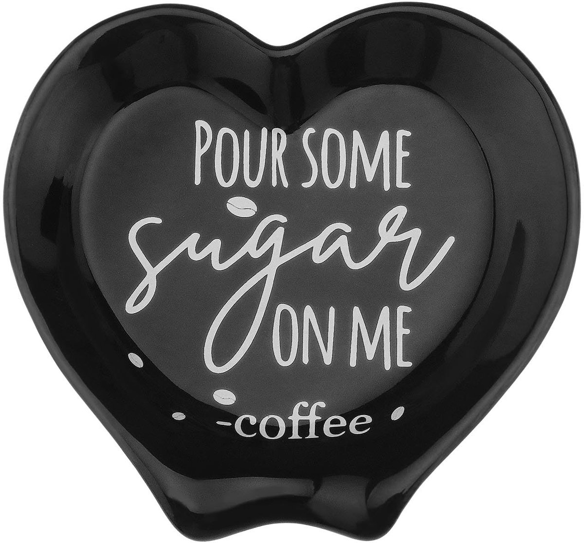 Dailygoody - Keramische Lepel Rust - Hartvormige Lepelhouder - Zwart - Koffie Decoratie - Salontafel Versiering - Geschikt voor Koffie Stations