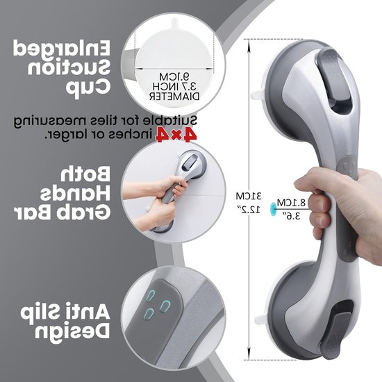 Veiligheidsbeugel voor Badkamer, 31 CM Zilver, Sterke Douche Gripper met Max. Draagkracht van 110KG voor Valpreventie en Ondersteuning — afbeelding 3