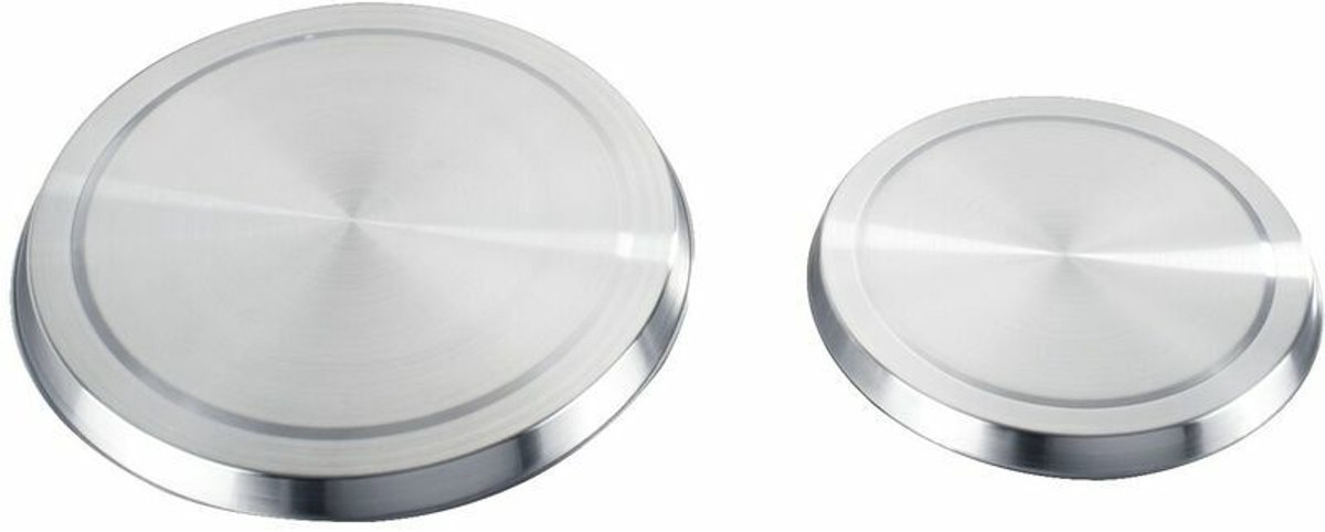 Een set van 4 afdekplaten geschikt voor elektrische kookplaten - stalen afdekplaten - roestvrij staal - diameter 16 cm en 20 cm - matte afwerking