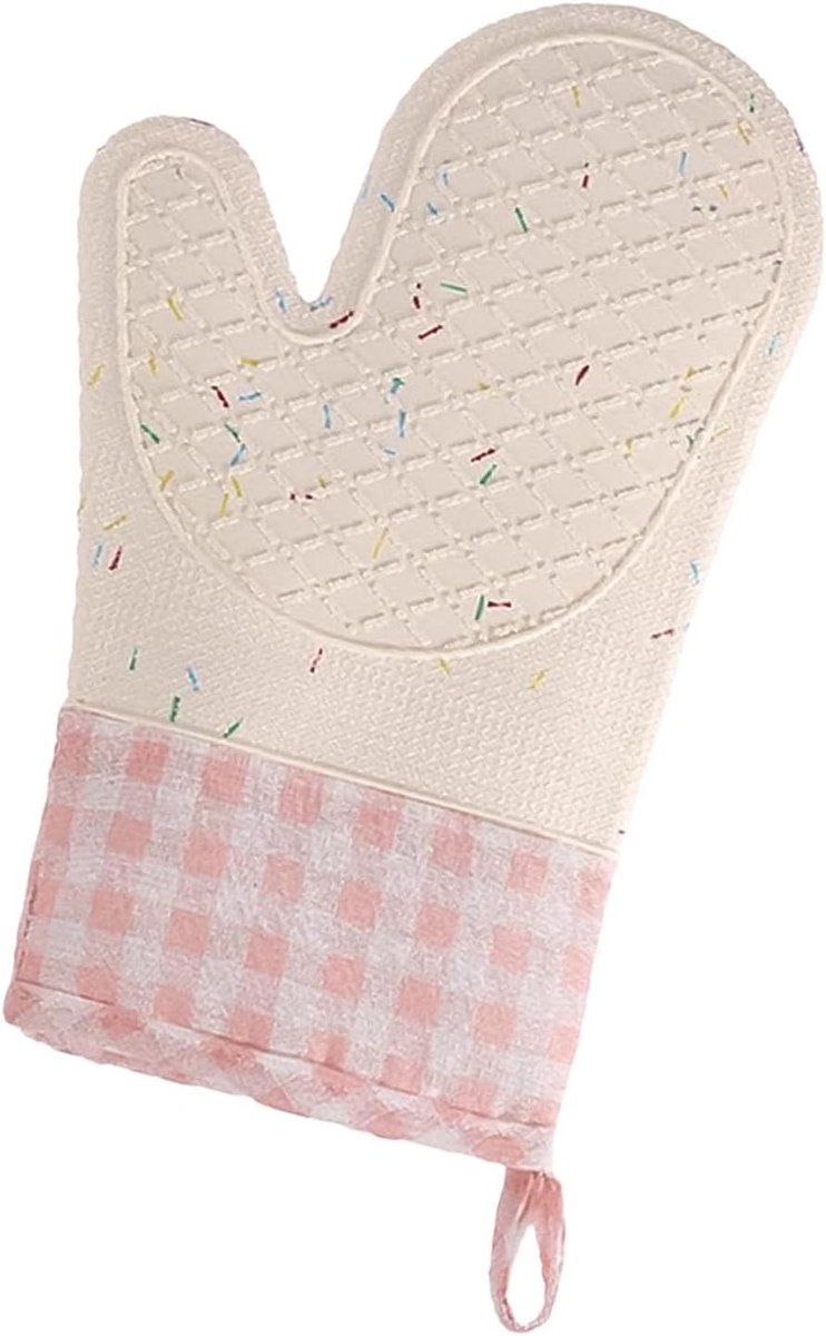 Keukenhandschoenen - Ovenwanten - Hittebescherming - Waterdicht Siliconen - 27.5 cm - Roze