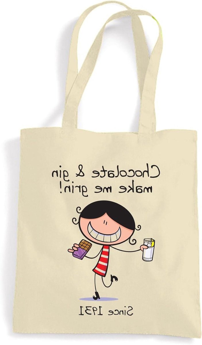 Chocolate & Gin Make Me Grin vrouwen 85e verjaardagscadeau schoudertas