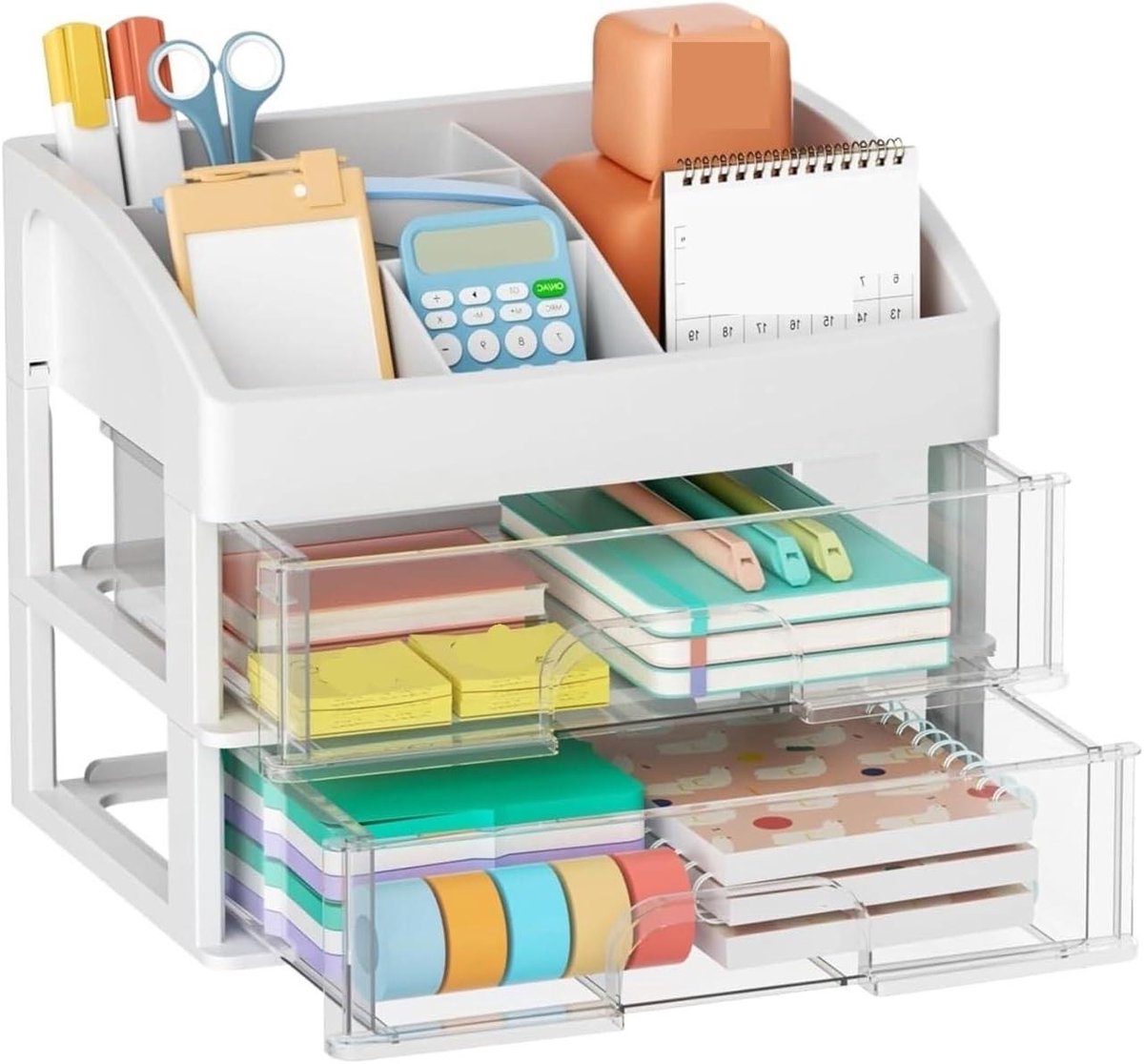 Bureau Organizer - Opbergdoos Lades - Bureau Opruimen - Geïntegreerde Laden - 17x15x22.5cm - Wit