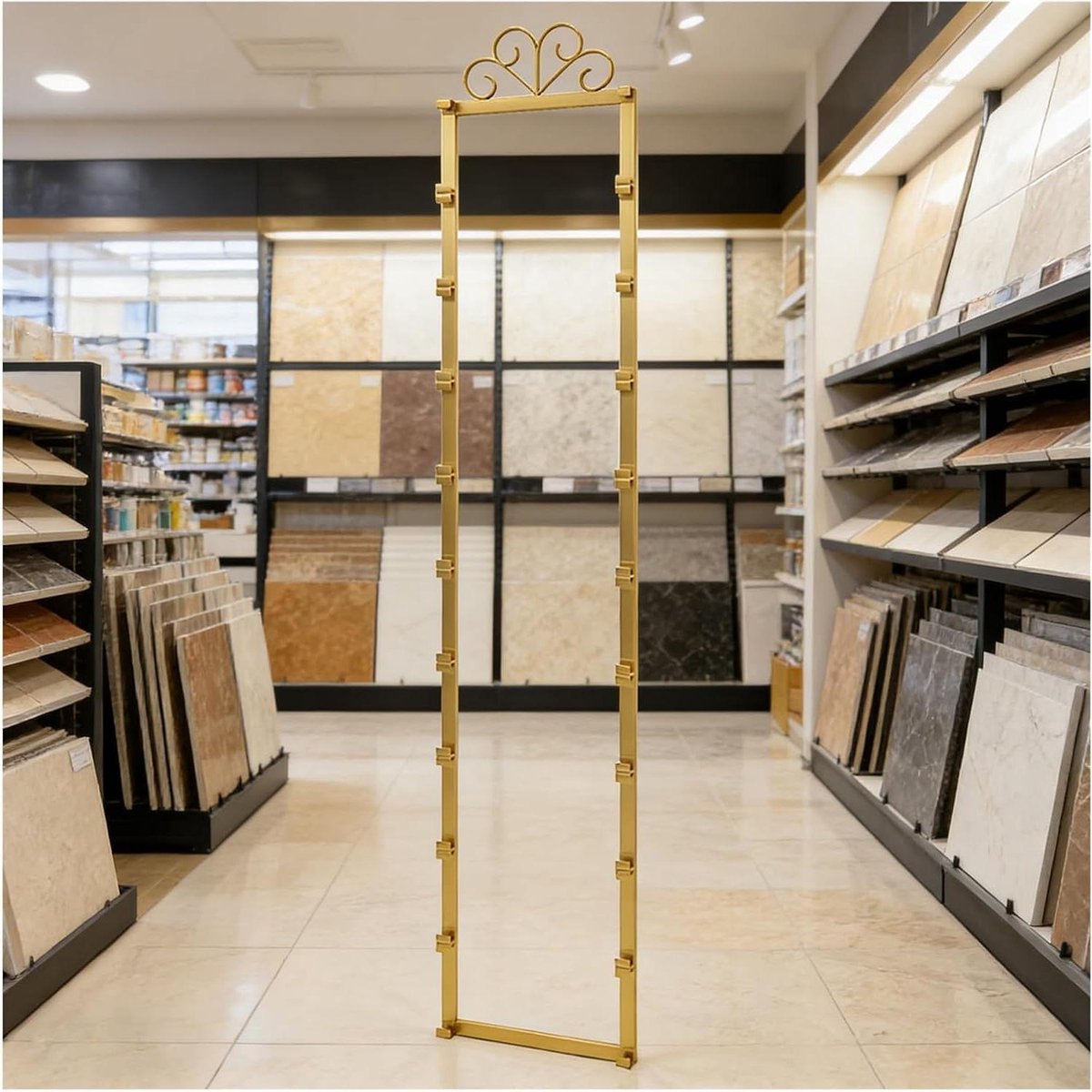 Tegel display standaard - Monsterhouder - Monsters presenteren - Wandmontage - 18 sleuven - Goud