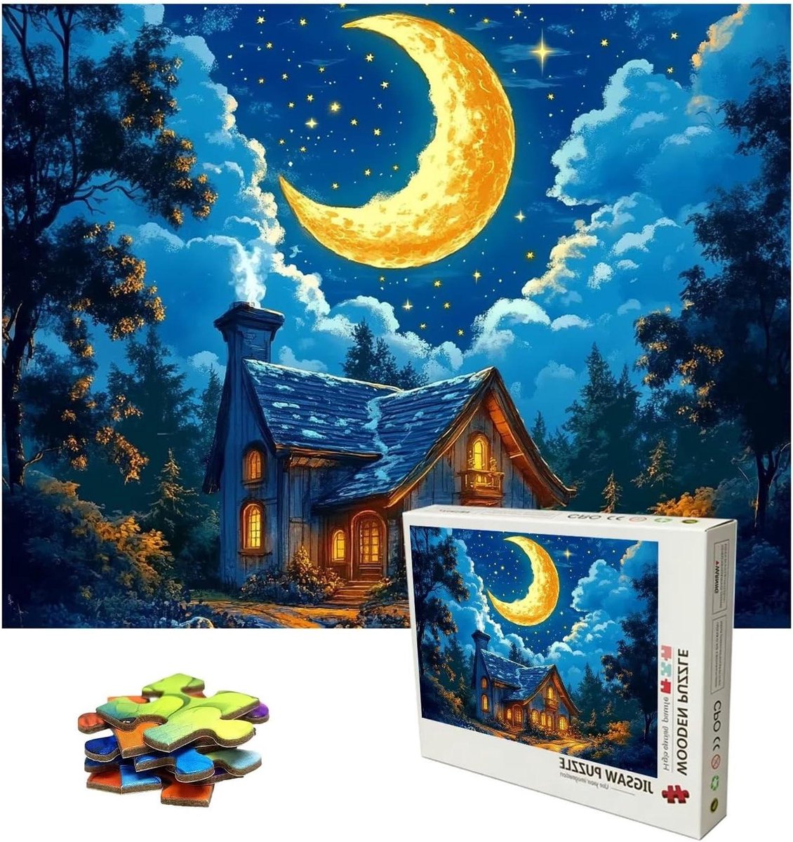 Legpuzzels Volwassenen - Houten Puzzel - Ontspannende Uitdaging - Dromerige Maan Thema - 4000 Stukjes - Meerkleurig