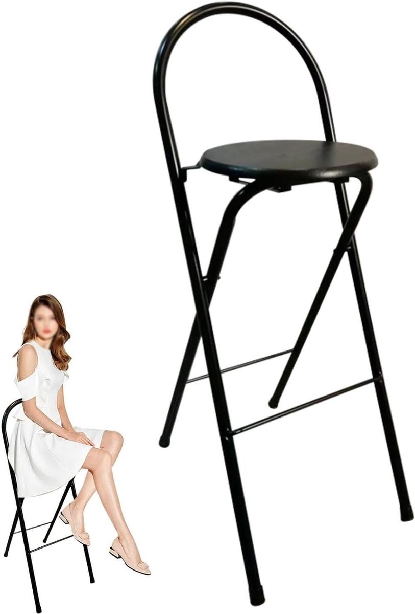 Inklapbare Barkruk - Opvouwbare Kruk - Ruimte Besparen - Verstelbare Hoogte - 76 cm - Wit