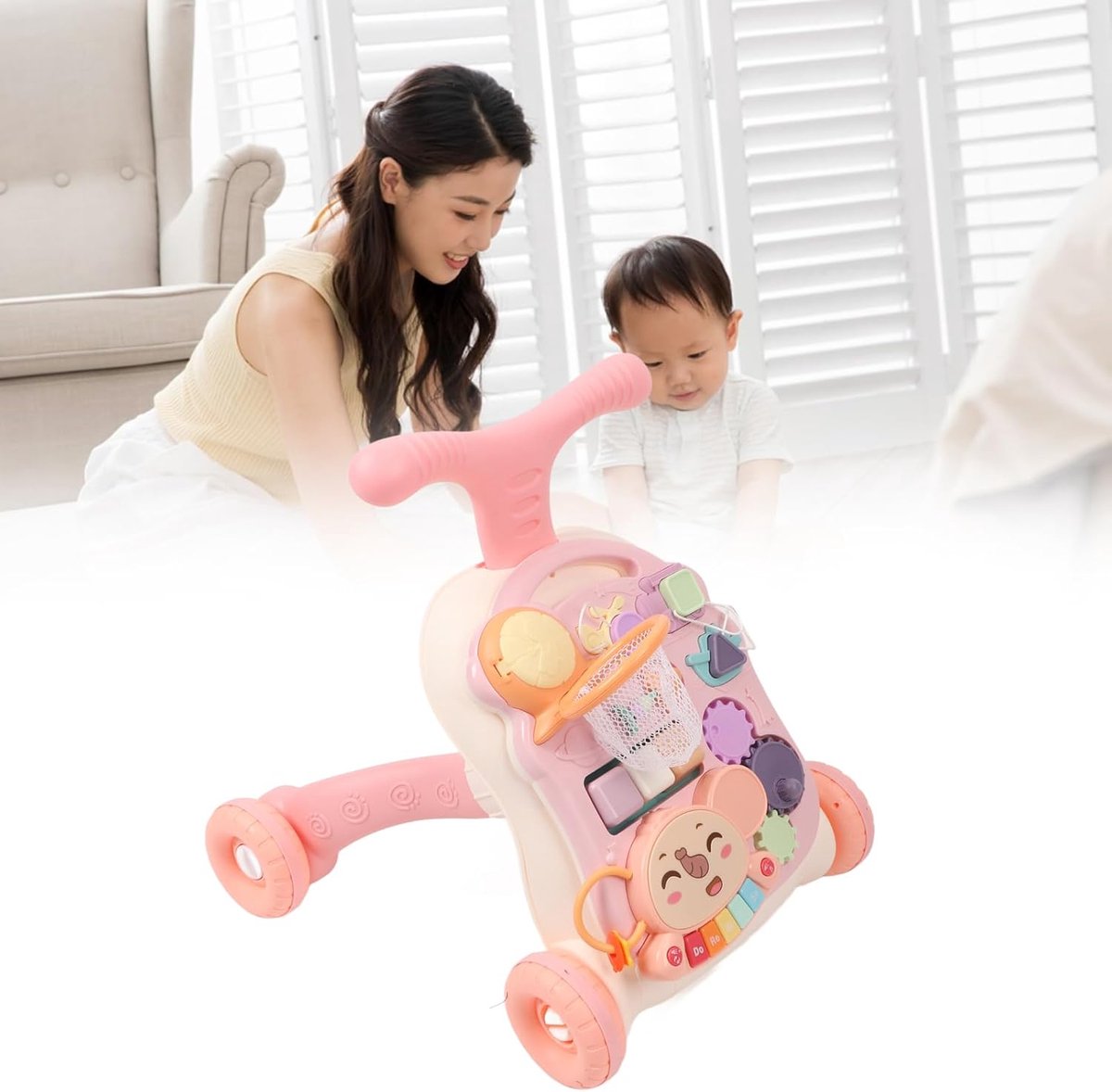 Baby Leerstoeltje - Loopstoel Kinderen - Leren Lopen - Veilige Driehoekige Basis - 46 x 34 x 14 cm - Roze – foto 4