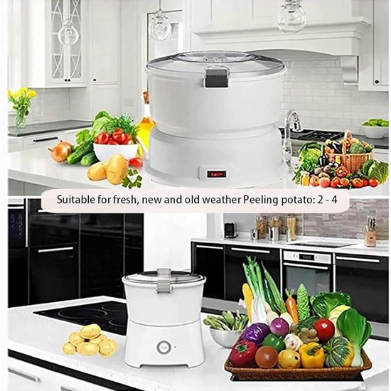 Elektrische Aardappelschiller - Automatische Schilmachine - Groenten Fruit Schillen - Veiligheidsslot Bediening - 1 kg Capaciteit - Wit — afbeelding 5