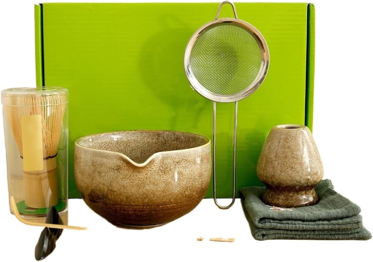 Matcha theeset - Theeceremonie set - Authentiek bereiden - 7-delige complete set - 7 stuks - Wit