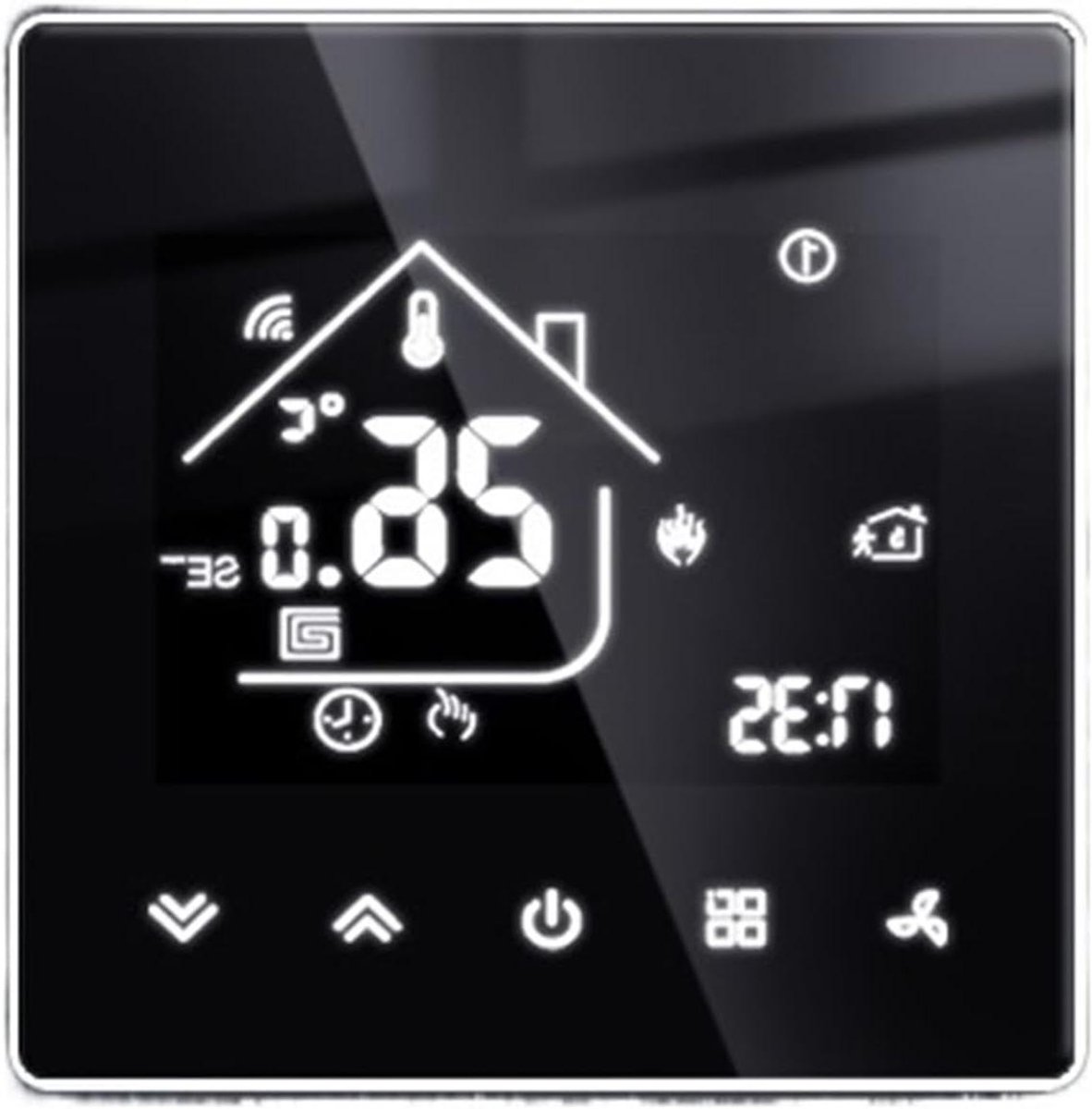 Slimme Thermostaat - Temperatuurregelaar WiFi - Verwarming Instellen - Week Programmering - 86x86 mm - Wit