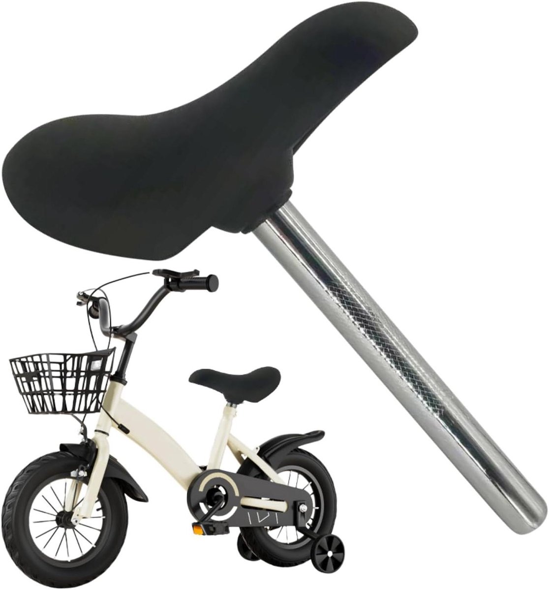 Kinderfietszadel - 25,5 cm PU+ Iron | Fietszadel voor meisjes - Zitting Zacht met postbuis | Loopfietszadel met zadelpen - Zacht PU-kussen evenwichtscyclus voor verbeterde rijervaring