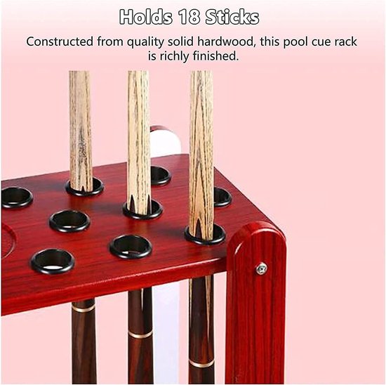 Biljart Keurek - Poolstokhouder - Biljart Keuen Opbergen - Massief Houten Frame - 60x25x60 cm - Houtkleur — afbeelding 4