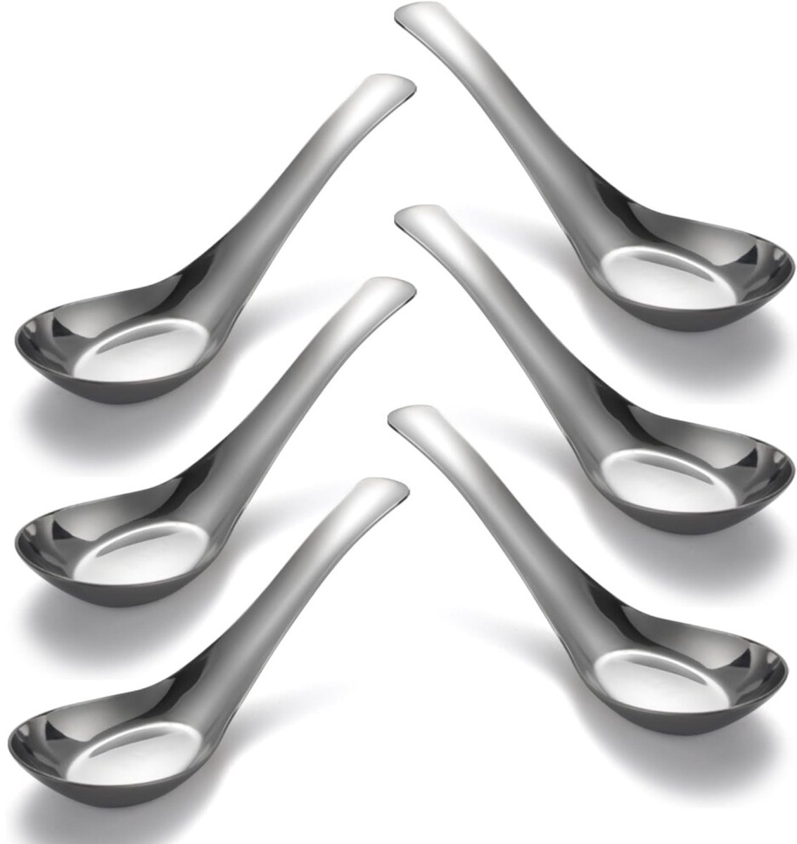 Een set van 6 roestvrijstalen soeplepels