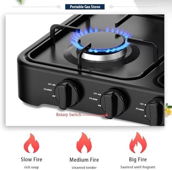 Draagbaar Gasfornuis - Camping Kookplaat - Buiten Koken - Automatische Ontsteking - 4-pits - Roestvrij Staal van Draagbaar — afbeelding 5