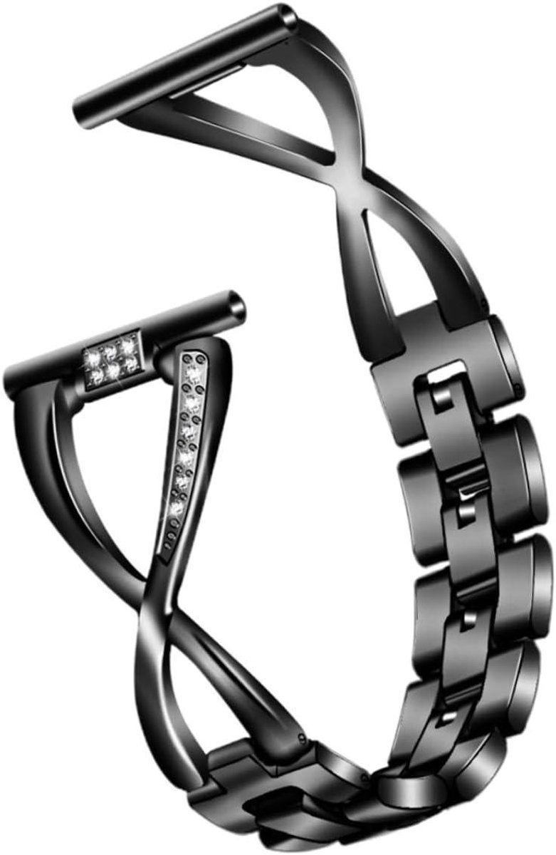 Metalen horlogeband - Vervangende armband - Polshorloge personaliseren - Met strass versierd - 14 cm lengte - Goudkleurig