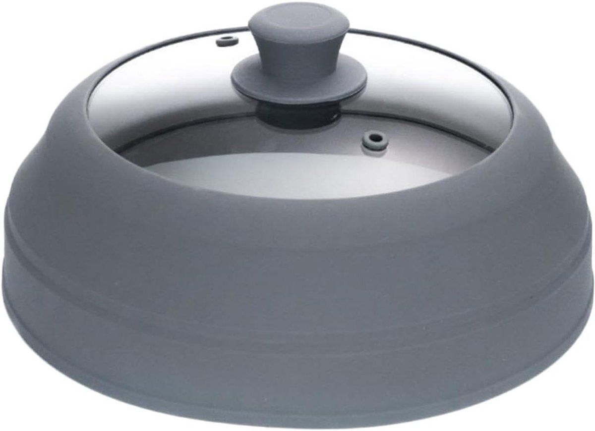 Magnetron Deksel - Voedsel Deksel - Magnetron Gebruik - Transparant Glas - 27 cm - Lichtgrijs