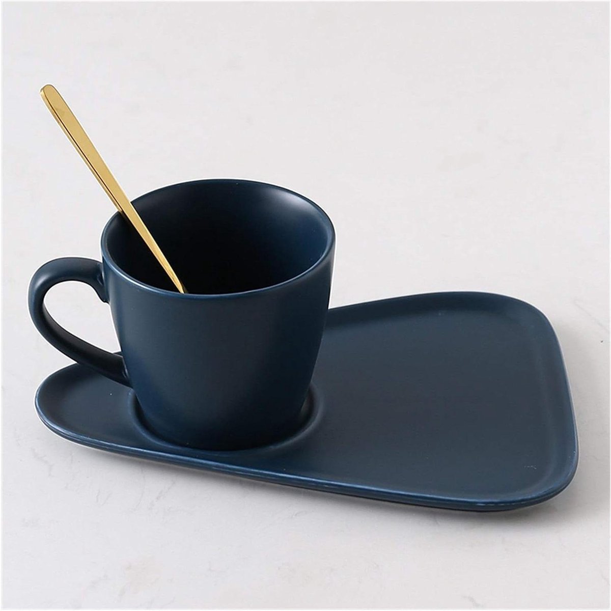 Kop en schotel - Theeset Mok - Koffie moment - Modern design - 260ml - Blauw