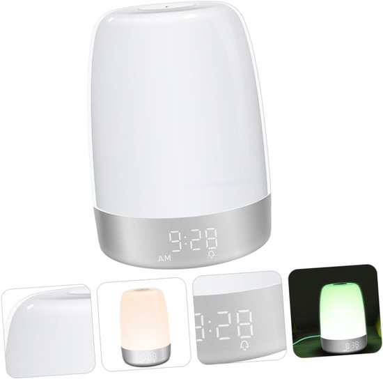 Nachtlamp met Alarm - Wekker Licht - Rustig Wakker Worden - Simuleert Zonsopgang - 15.1X10.6X10.6CM - Wit — afbeelding 4