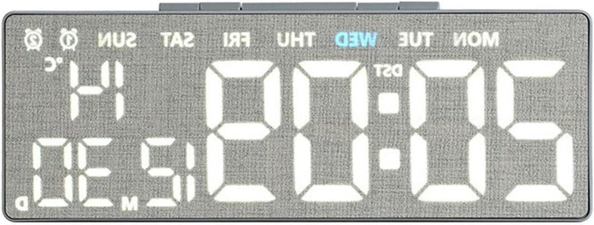 Digitale Wekker - Bureau Klok - Tijd Weergeven - Dimbare LED - 3 Helderheid - Zwart
