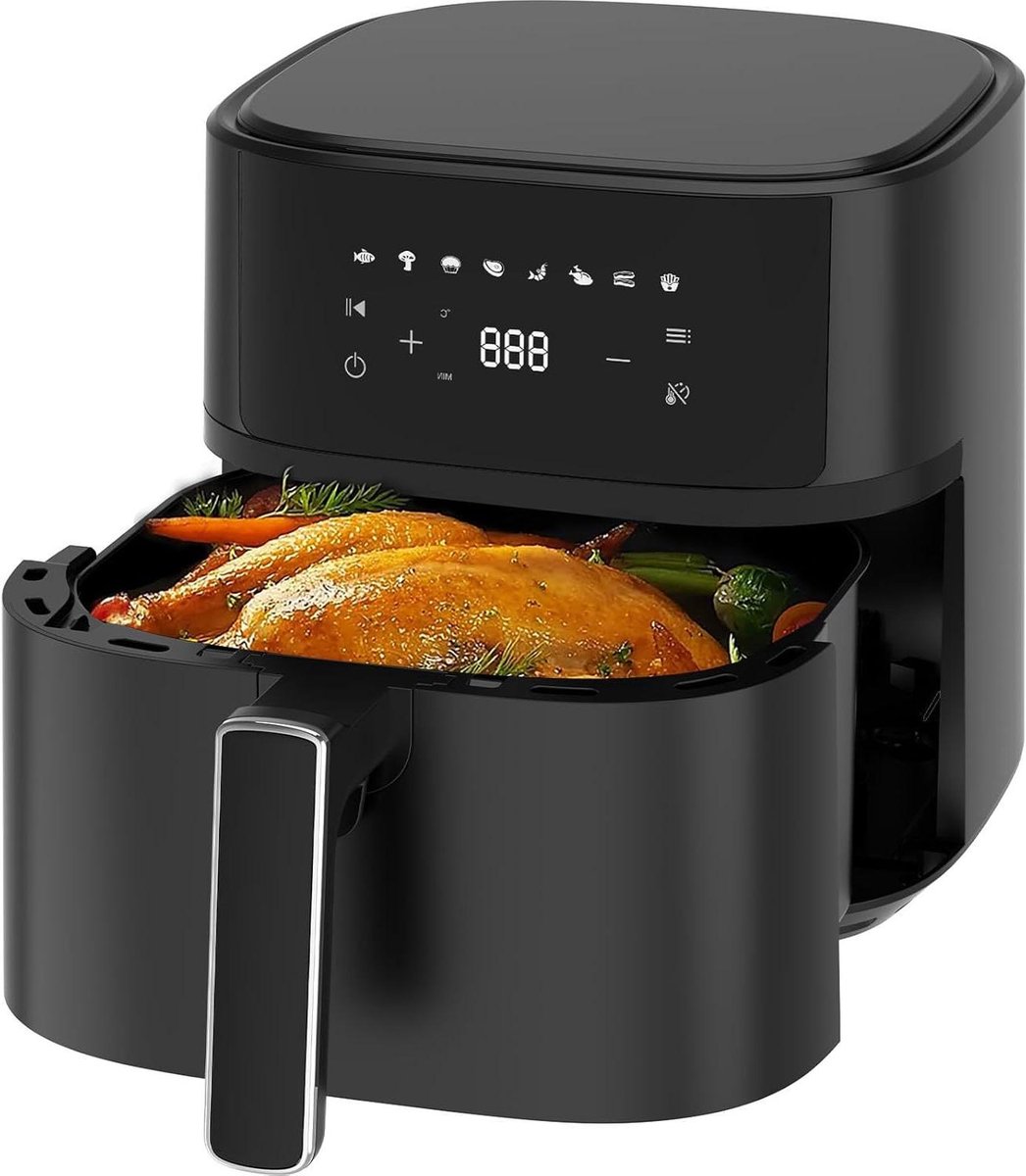 Luchtfriteuse XL - Hetelucht friteuse - Gezond koken - Stille werking - 65 liter - Zwart