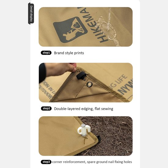Tent vloerdoek - Outdoor mat - Kamperen en picknicken - Waterdicht PU2000mm - 205 x 135 cm - Leger groen — afbeelding 5