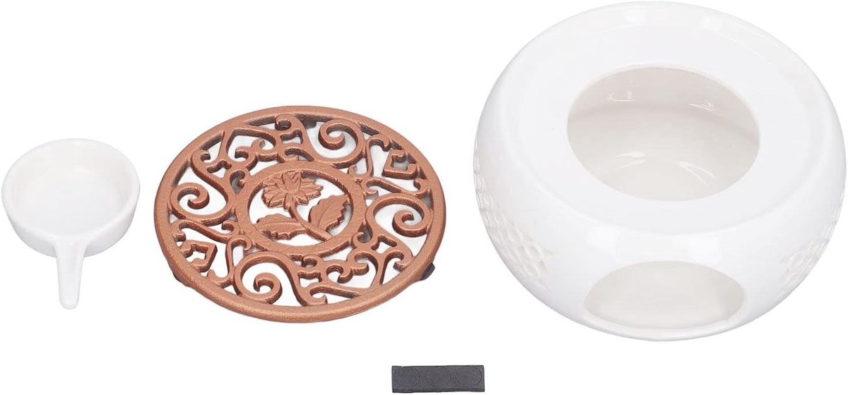 Theepot Verwarmer - Thee Houder - Dranken Warm Houden - Keramisch Metaal - 14.8 cm - Wit