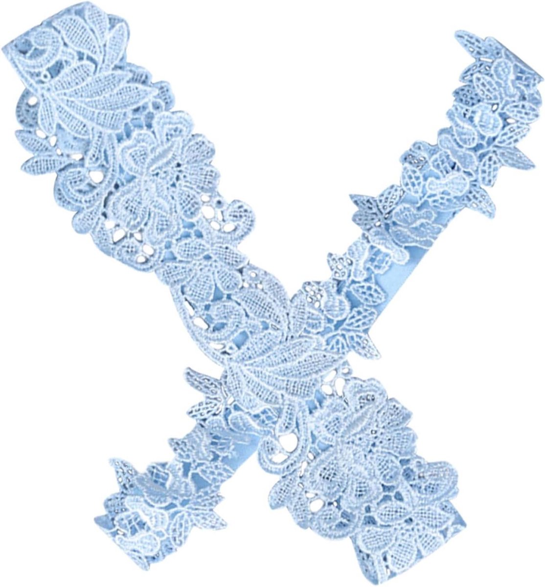 Bruid Kousenbanden - Bloem Ornamenten - Bruiloft Accessoire - Parel Versierd - 20 x 5 cm - Blauw