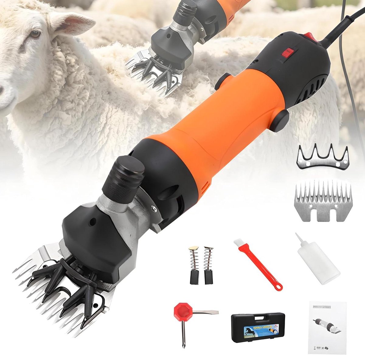 Schaapsscheermachine - Elektrisch Trimapparaat - Boerderijvee Verzorgen - 6 Snelheden Instelbaar - 690 Watt - Oranje