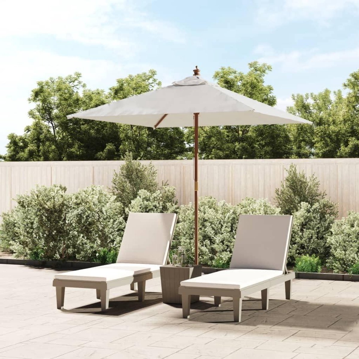 Tuinparasol Houten Mast - Buitenparasol Schaduwdoek - Creëer Schaduw - Met Ventilatieopening - 198 x 198 cm - Zandkleur
