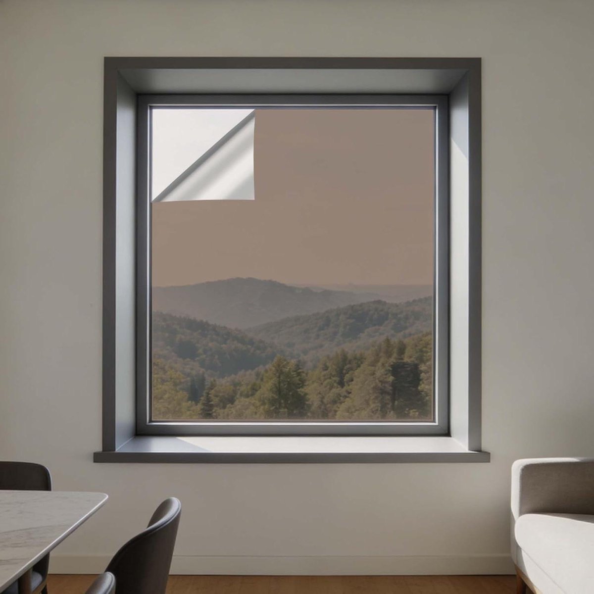 Raamfolie - Spiegel folie - Privacy creëren - Statische hechting - 100x150 cm - Theezilver
