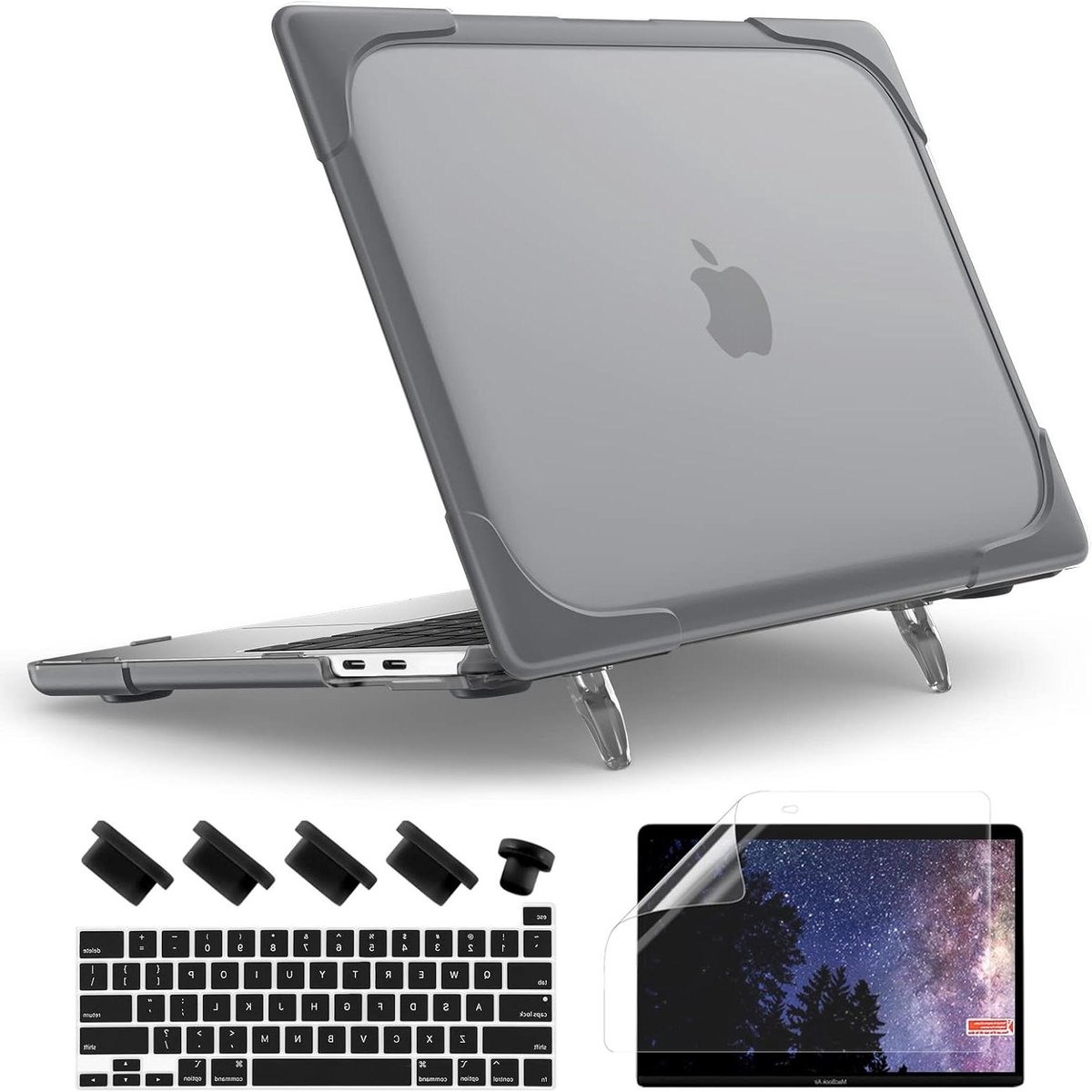 Laptop Hard Case - Beschermhoes - Dagelijks Gebruik - Inclusief Accessoires - 13 Inch - Grijs