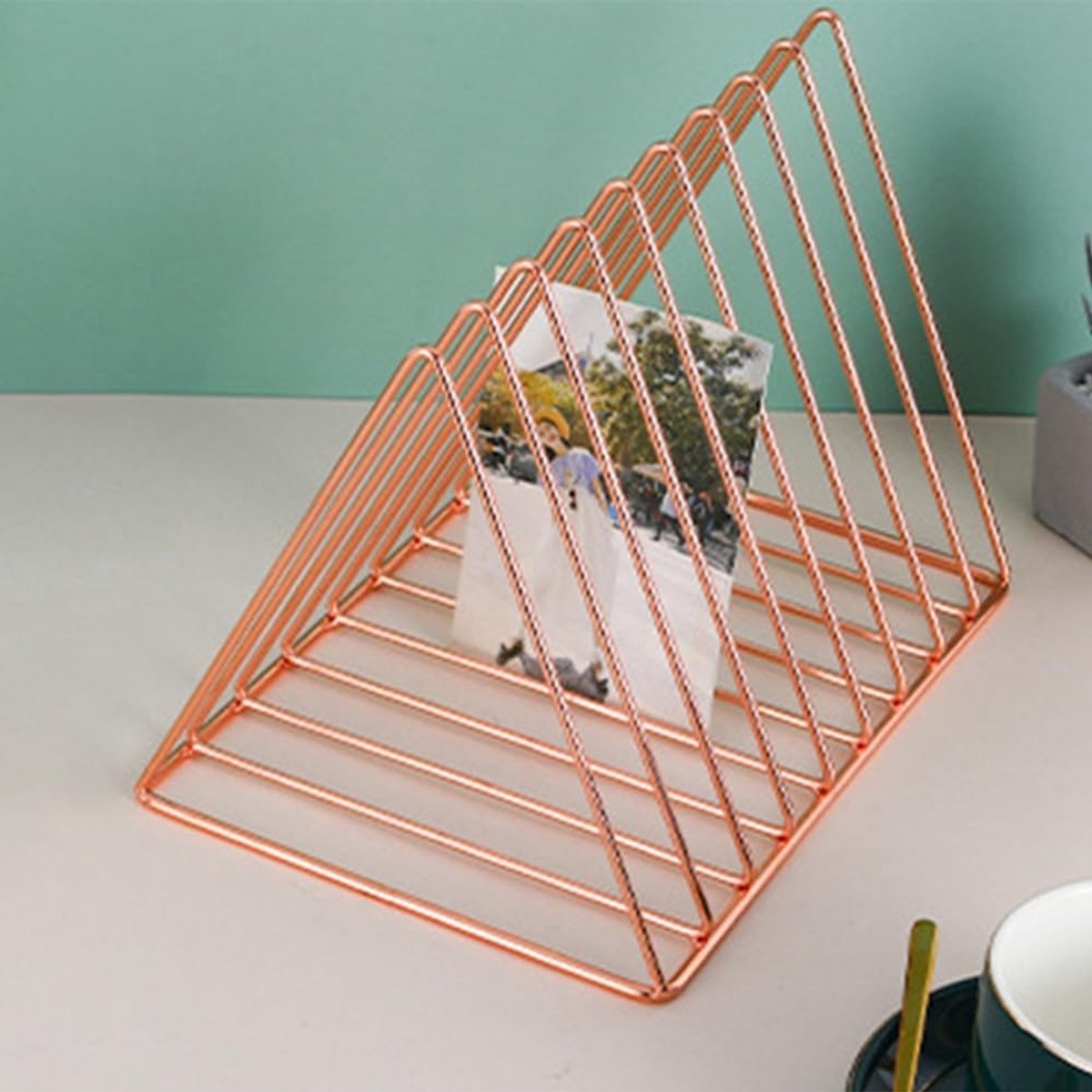 Boek Organizer - Tijdschrift Houder - Bureau Opruimen - Stijlvolle Roségoud - Set van 2 - Roségoud — cadeau in Wonen & Interieur - foto 2