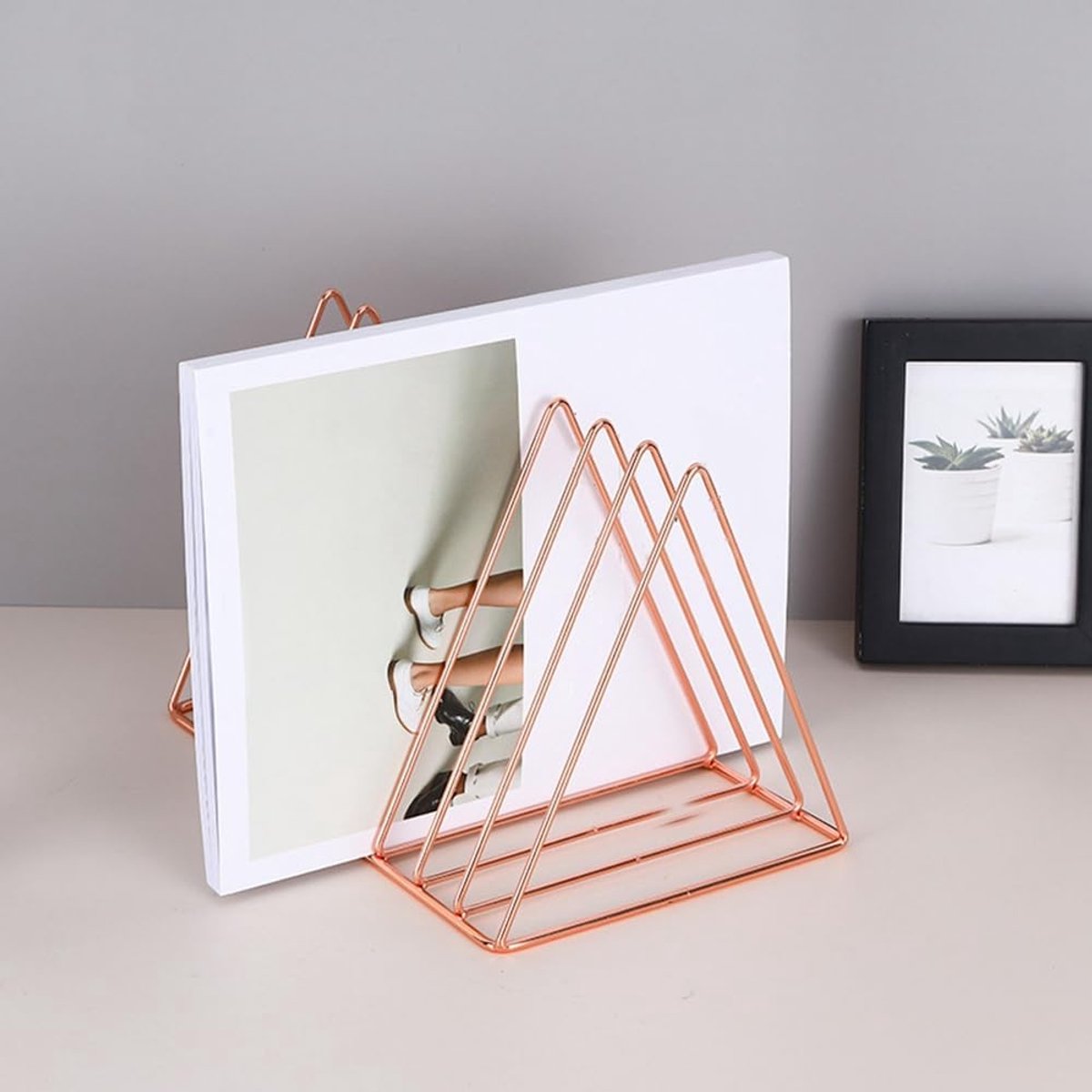 Boek Organizer - Tijdschrift Houder - Bureau Opruimen - Stijlvolle Roségoud - Set van 2 - Roségoud — cadeau in Wonen & Interieur - foto 4