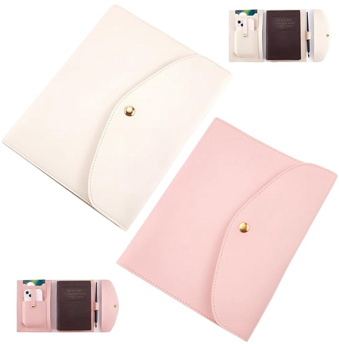 Dailygoods - Lederen Notebook Cover met Kaartsleuven en Waterdichte Envelop