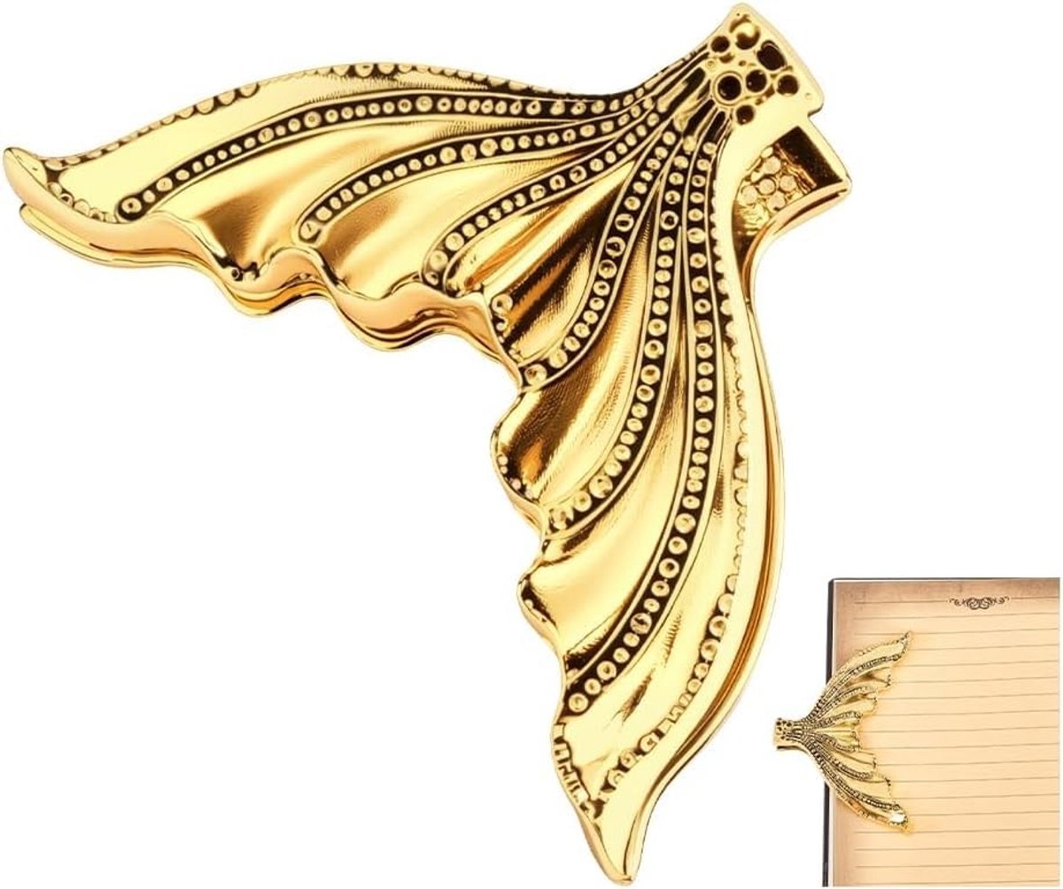 Dailygoods - Dailygoody - Visstaart Boekclip - Retro Paginahouder - Goudkleurig Metaal - Bladwijzer voor Notitieboek - Decoratieve Leesaccessoire - Herbruikbaar vo