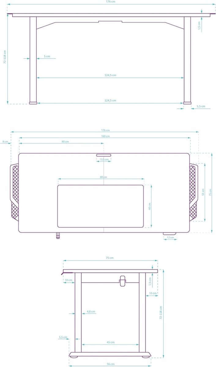 Elektrisch in hoogte verstelbaar gaming bureau Uplift Pro RGB zit-sta bureau 176 x 75 cm met XL muismat, stalen frame en accessoires