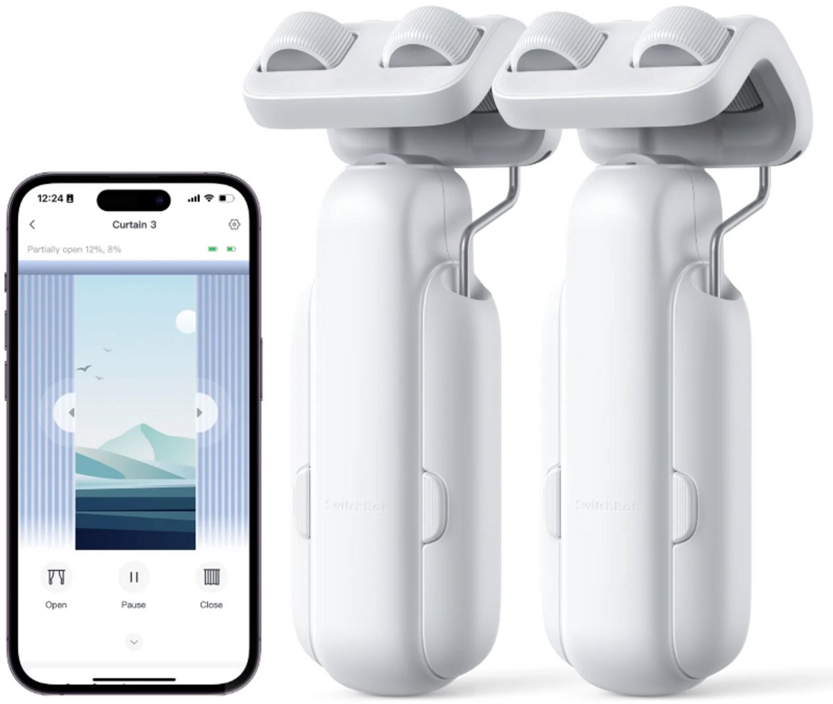 SwitchBot Curtain DUO Pack - Roede/Rod Versie 3 (2023) - Wit - Smart home gordijnmotor - Smart Gordijn - Automatisch gordijn