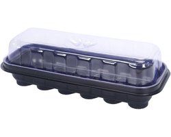 Seedling Starter Trays, 12 Cell Design, 27 x 10 x 5.3 cm, 12 Cells Propagation Box, Garden Seed Starter Container, Moisture Dome Included, for Greenhouses, Backyards, Farms or Indoor Growing