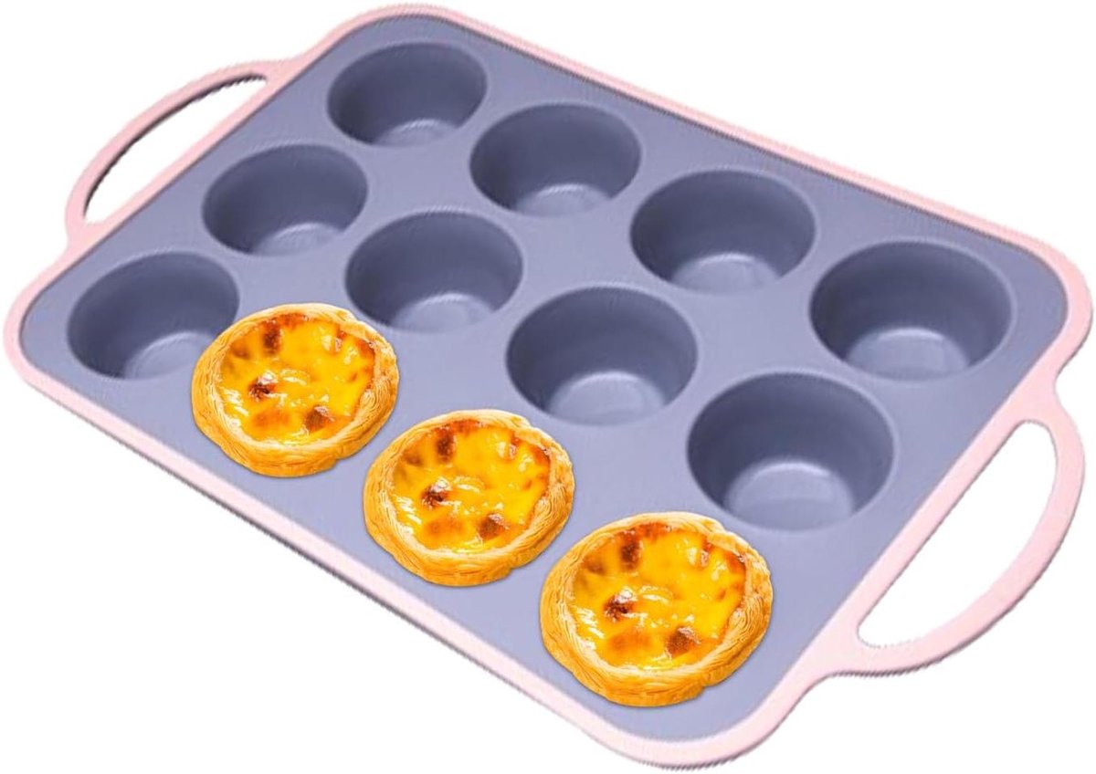 Muffin Bakvorm - Cupcake Vorm - Zelf Bakken - Versterkte Frame - Set van 12 - Roze