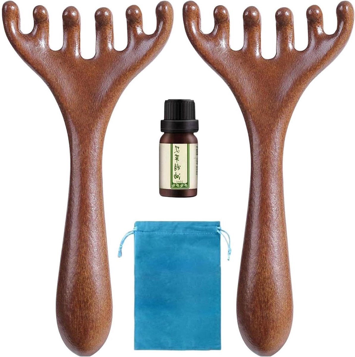 Hoofdhuid Massageapparaat - Houten Krabber - Ontspannende Massage - Ergonomisch Ontwerp - 6 Klauwen - Houtkleur