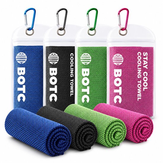 BOTC Towelling Sporthanddoek - Cooling Towel - 100x30cm - 1 set van 4 stuks -...